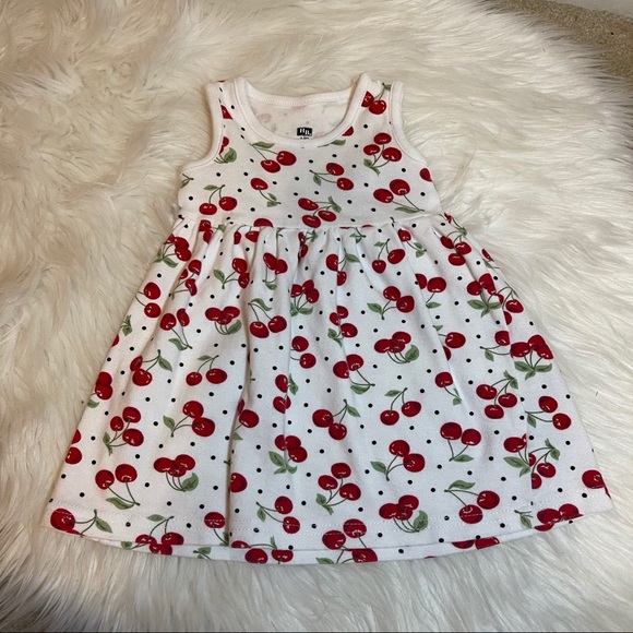 Hudson Baby Other - Hudson Baby White Cotton Cherry Dress 6-9 Months